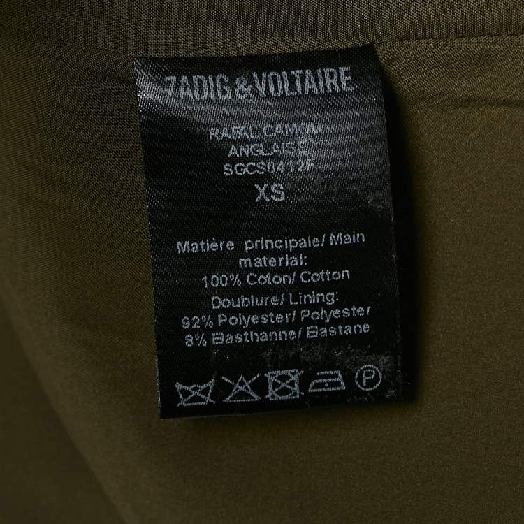 Pre Owned Zadig & Voltaire Green Camouflage Print Cotton Rafal Short Dress XS
