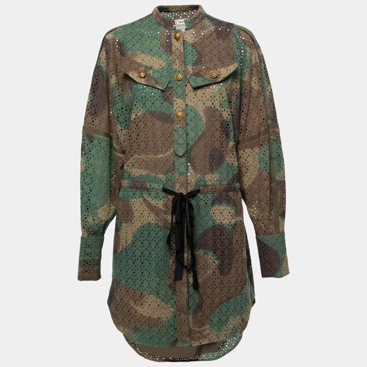 Pre Owned Zadig & Voltaire Green Camouflage Print Cotton Rafal Short Dress XS