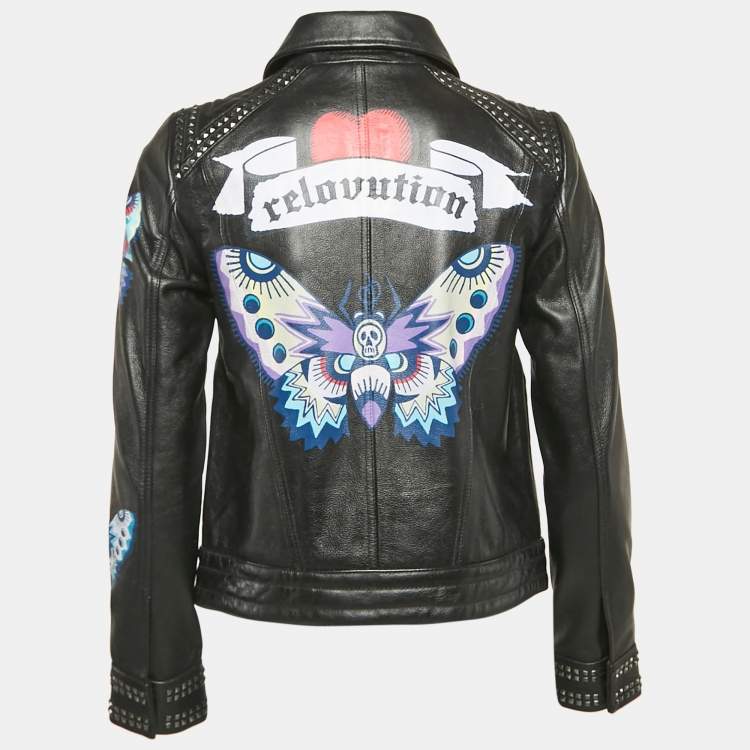 Pre Owned Zadig & Voltaire Black Painted Leather Kawai Biker Jacket XS
