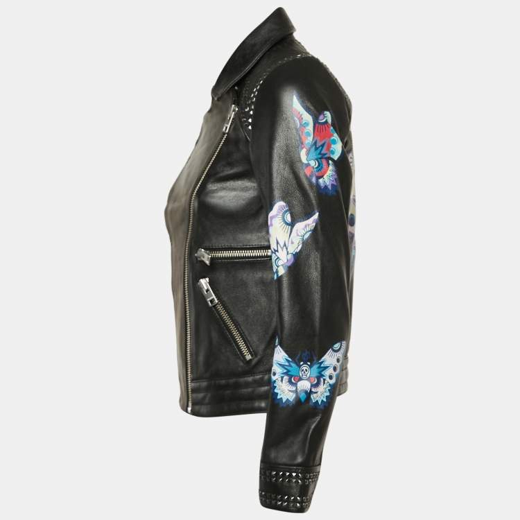Pre Owned Zadig & Voltaire Black Painted Leather Kawai Biker Jacket XS