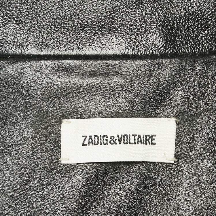 Pre Owned Zadig & Voltaire Black Painted Leather Kawai Biker Jacket XS