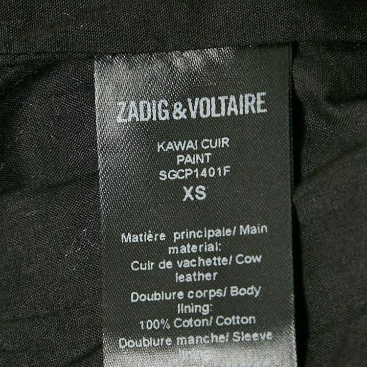Pre Owned Zadig & Voltaire Black Painted Leather Kawai Biker Jacket XS
