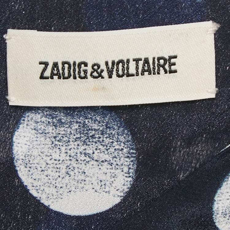 Pre Owned Zadig & Voltaire Navy Blue Silk Roka Dots Mini Dress L