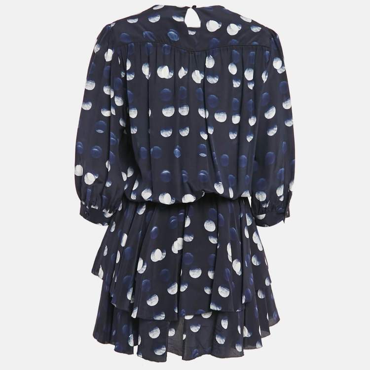 Pre Owned Zadig & Voltaire Navy Blue Silk Roka Dots Mini Dress L