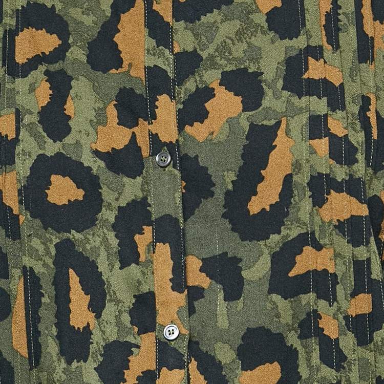 Pre Owned Zadig & Voltaire Military Green Printed Viscose Remo Leo Mini Dress L
