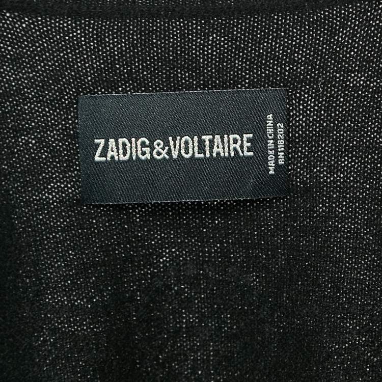 Pre Owned Zadig & Voltaire Black Wings Studded Cashmere Sleeveless Dublin Cardigan S