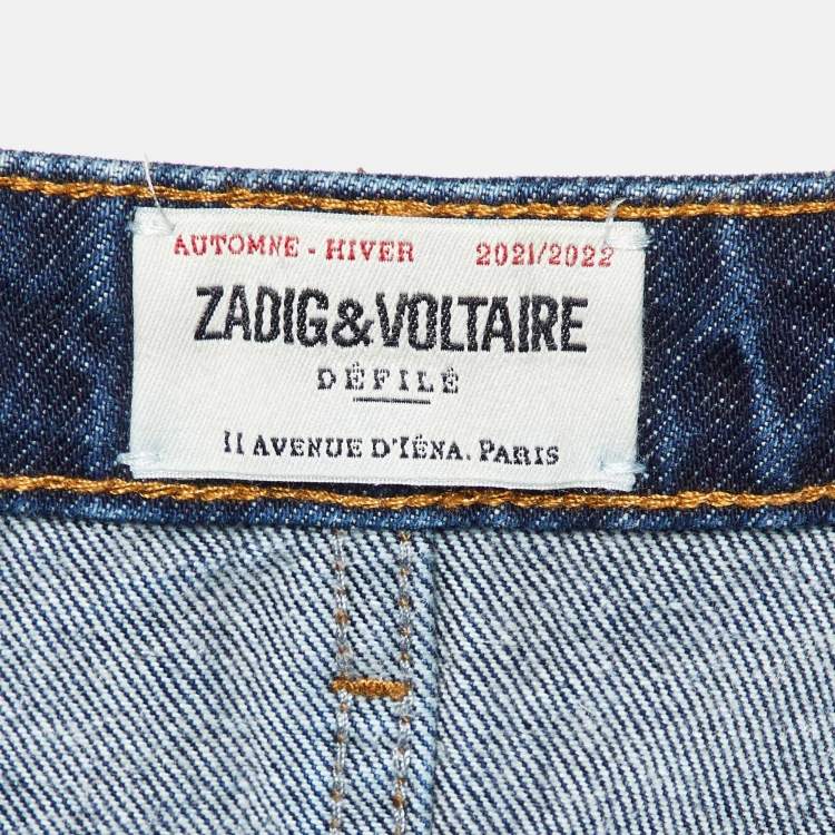 Pre Owned Zadig & Voltaire Defile Blue Denim Wide Leg Jeans M/Waist 31"