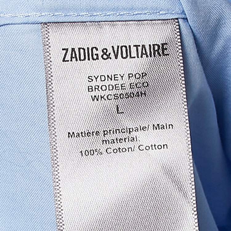 Pre Owned Zadig & Voltaire Blue Cotton Sydney Pop Eco Shirt L