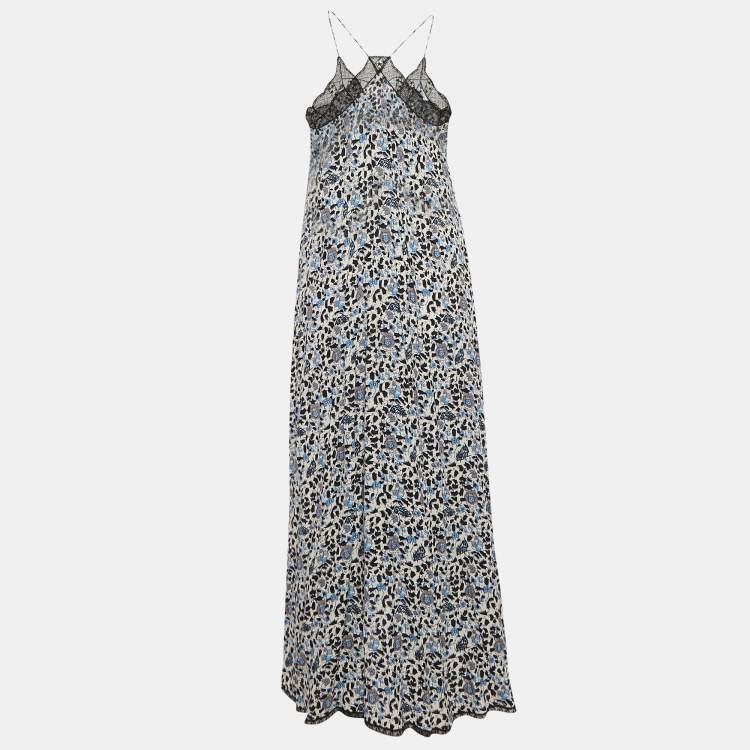 Pre Owned Zadig & Voltaire Blue Risty Floral Print Viscose Midi Dress M