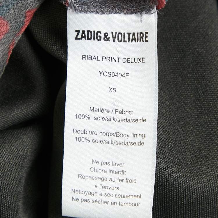Pre Owned Zadig & Voltaire Deluxe Multicolor Ribal Print Silk Crepe Mini Dress XS