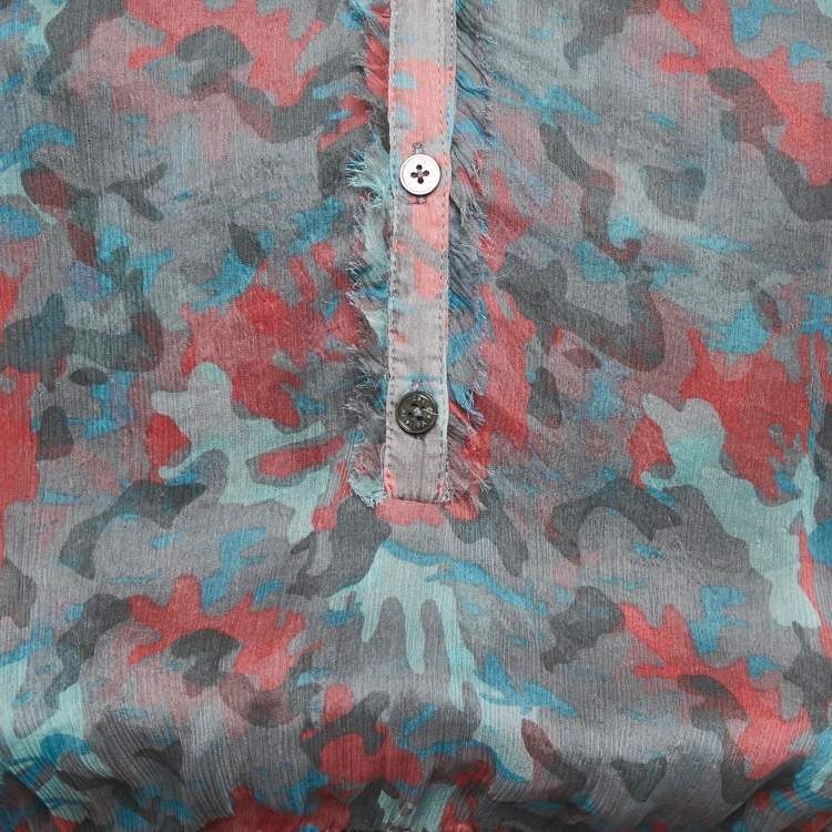 Pre Owned Zadig & Voltaire Deluxe Multicolor Ribal Print Silk Crepe Mini Dress XS