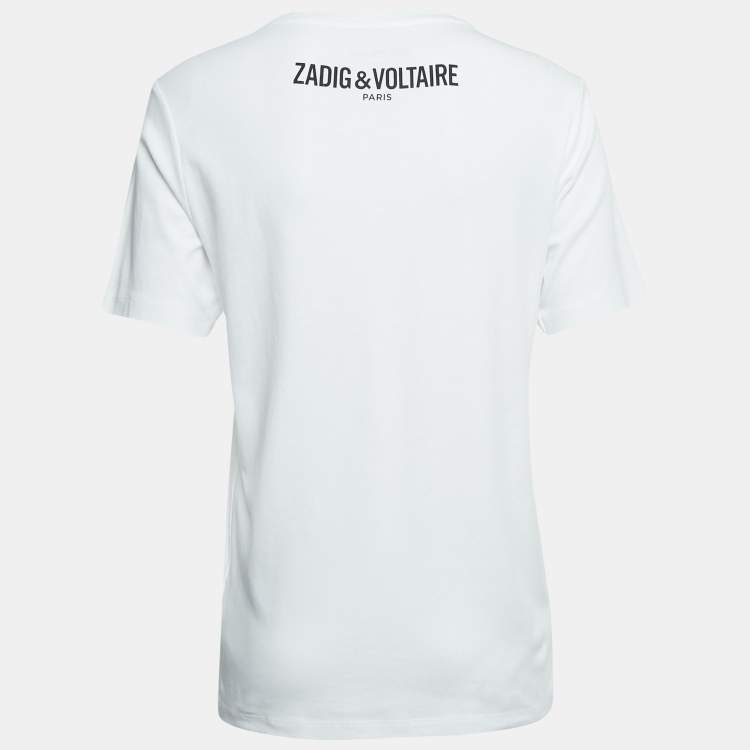 Pre Owned Zadig & Voltaire White Printed Cotton Bella T-Shirt S