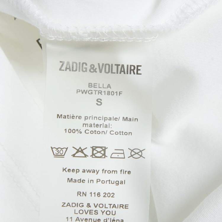 Pre Owned Zadig & Voltaire White Printed Cotton Bella T-Shirt S
