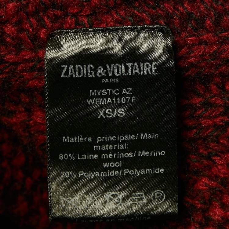 Pre Owned Zadig & Voltaire Red Merino Wool Open Front Mystic Cardigan S