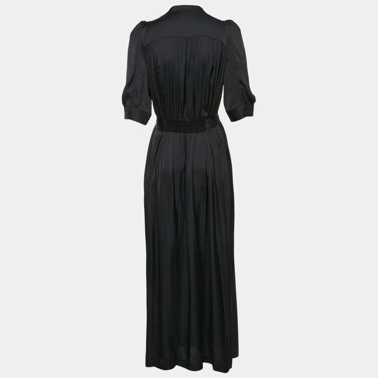 Pre Owned Zadig & Voltaire Black Perm Satin Back Waist Tie-Up Detail Remedy Maxi Dress M