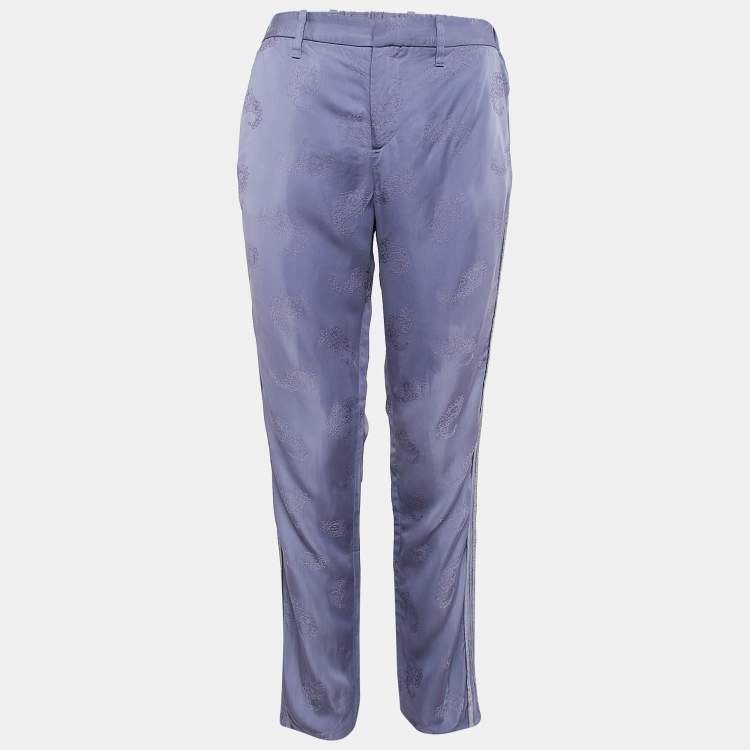 Pre Owned Zadig & Voltaire Lavender Floral Jacquard Trousers M