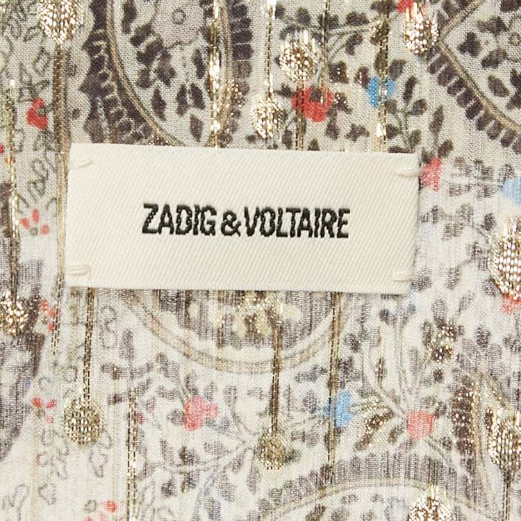 مملوكة مسبقًا Zadig & Voltaire Multicolor Printed Silk Lurex Long Reeva Peacock Dress S