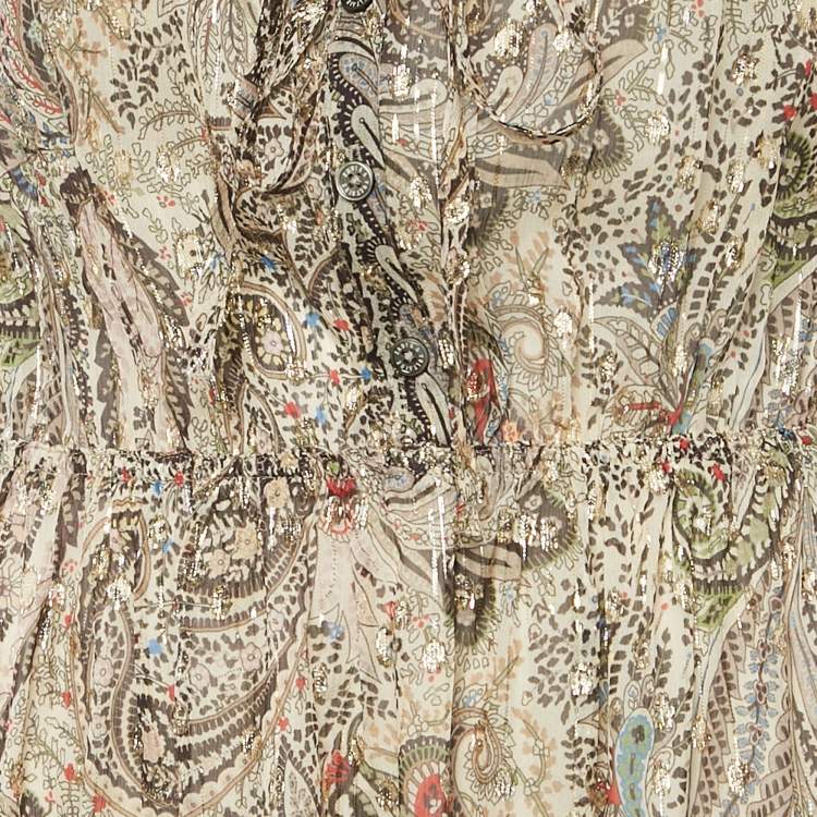 مملوكة مسبقًا Zadig & Voltaire Multicolor Printed Silk Lurex Long Reeva Peacock Dress S