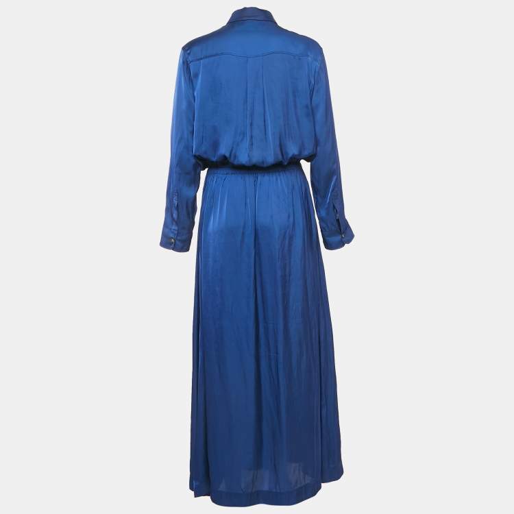 Pre Owned Zadig & Voltaire Blue Satin Radial Maxi Dress M