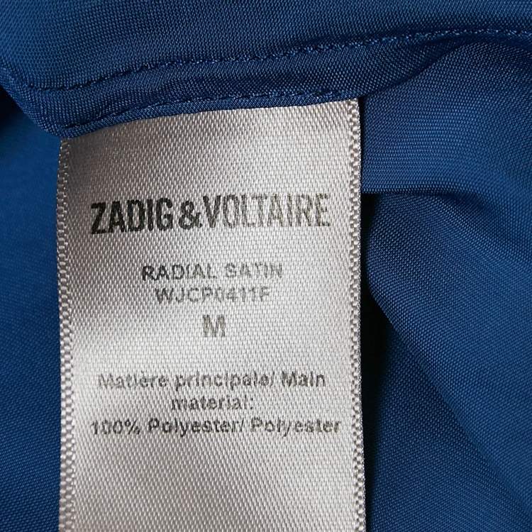 Pre Owned Zadig & Voltaire Blue Satin Radial Maxi Dress M