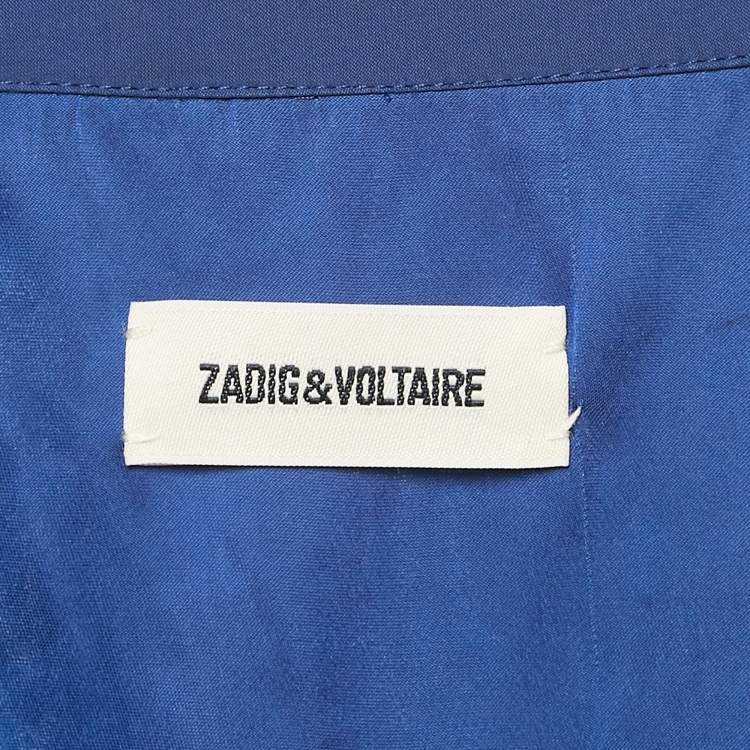 Pre Owned Zadig & Voltaire Blue Satin Radial Maxi Dress M