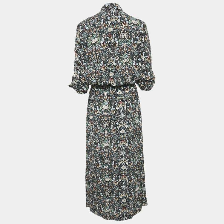 Pre Owned Zadig & Voltaire Black/Multicolor Floral Print Viscose Radial Kaleido Maxi Dress S