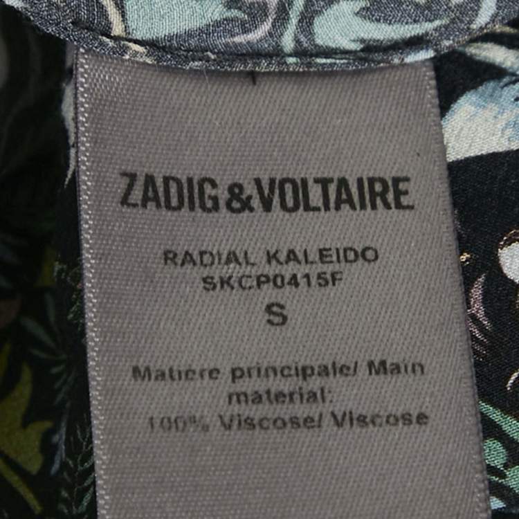 Pre Owned Zadig & Voltaire Black/Multicolor Floral Print Viscose Radial Kaleido Maxi Dress S