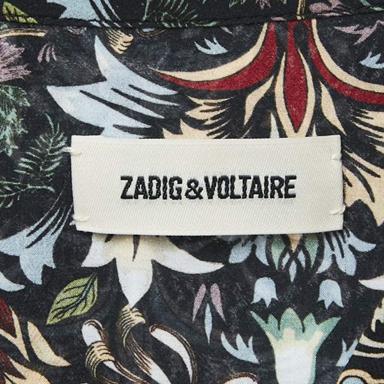 Pre Owned Zadig & Voltaire Black/Multicolor Floral Print Viscose Radial Kaleido Maxi Dress S