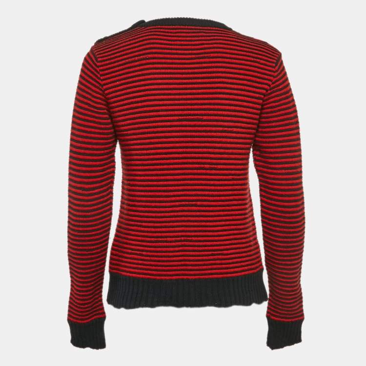 Pre Owned Zadig & Voltaire Red/Blue Stripe Wool Knit Crewneck Sweater XS