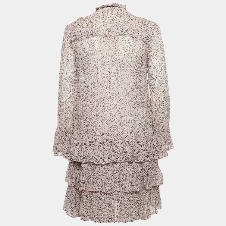 Pre Owned Zadig & Voltaire Pink Printed Chiffon Rebbie Goa Mini Dress S