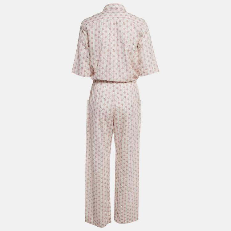 Pre Owned Zadig & Voltaire White Floral Print Cotton Catsy Jumpsuit M