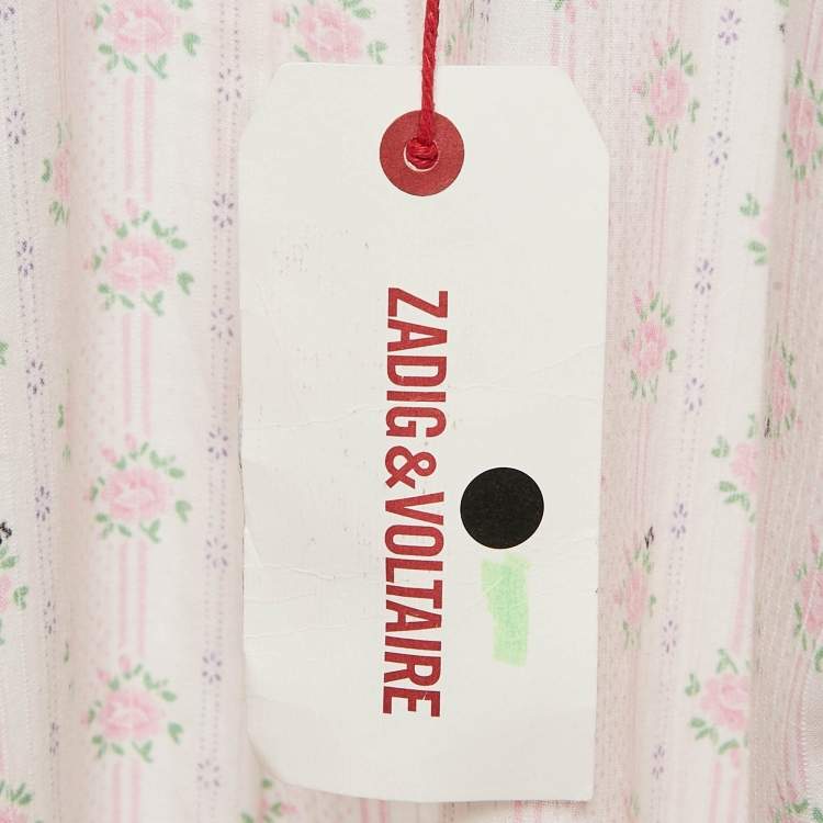 Pre Owned Zadig & Voltaire White Floral Print Cotton Catsy Jumpsuit M