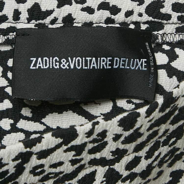 Pre Owned Zadig & Voltaire White/Black Leopard Jacquard Pharell Trousers M