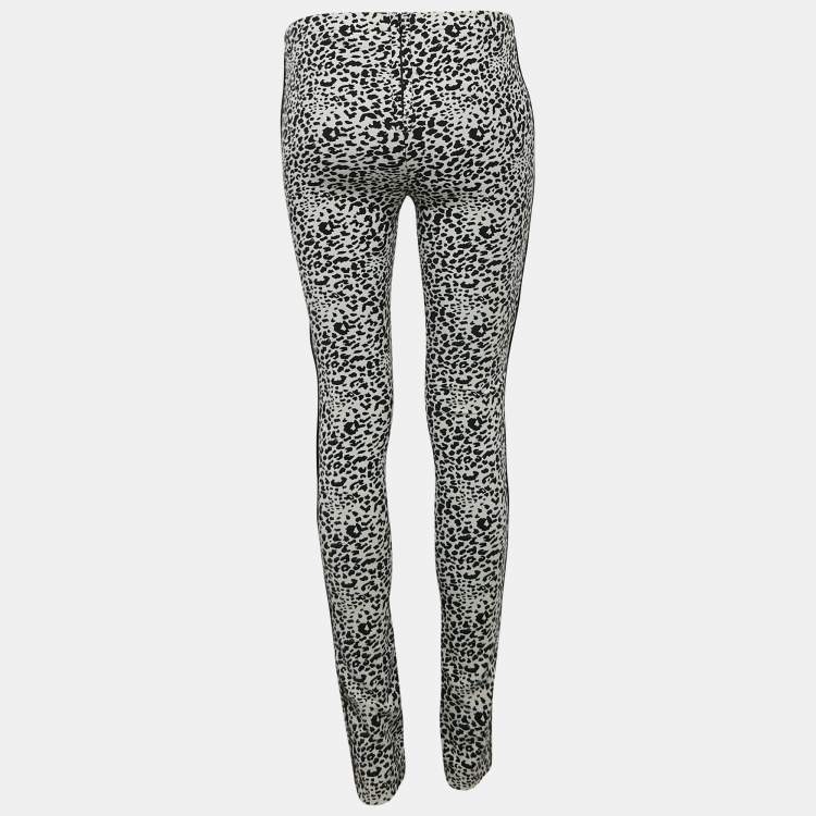 Pre Owned Zadig & Voltaire White/Black Leopard Jacquard Pharell Trousers M