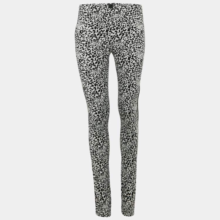 Pre Owned Zadig & Voltaire White/Black Leopard Jacquard Pharell Trousers M
