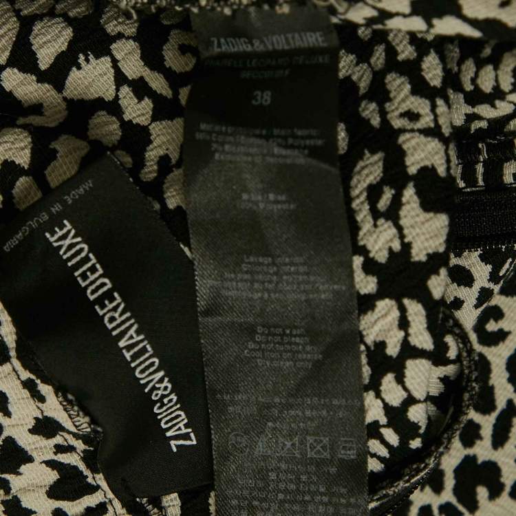 Pre Owned Zadig & Voltaire White/Black Leopard Jacquard Pharell Trousers M