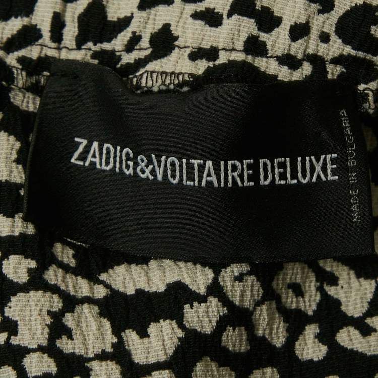 Pre Owned Zadig & Voltaire White/Black Leopard Jacquard Pharell Trousers M