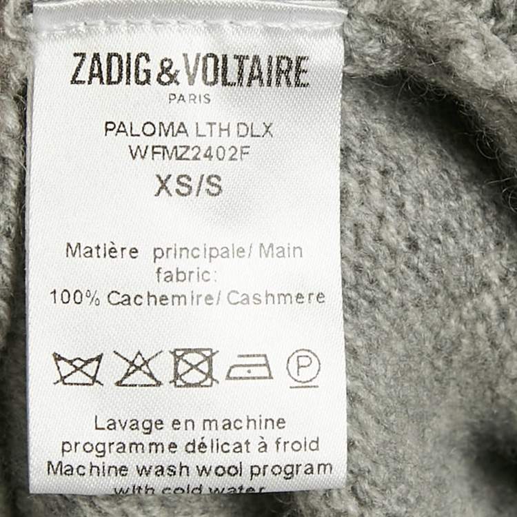 Pre Owned Zadig & Voltaire Deluxe Grey Cashmere Fringed Open Front Paloma Cardigan XS/S