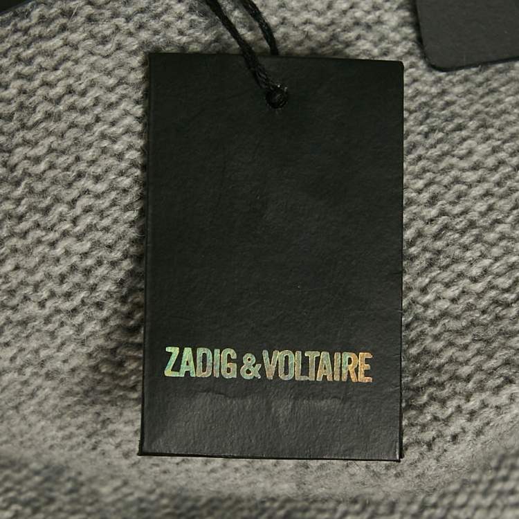 Pre Owned Zadig & Voltaire Deluxe Grey Cashmere Fringed Open Front Paloma Cardigan XS/S
