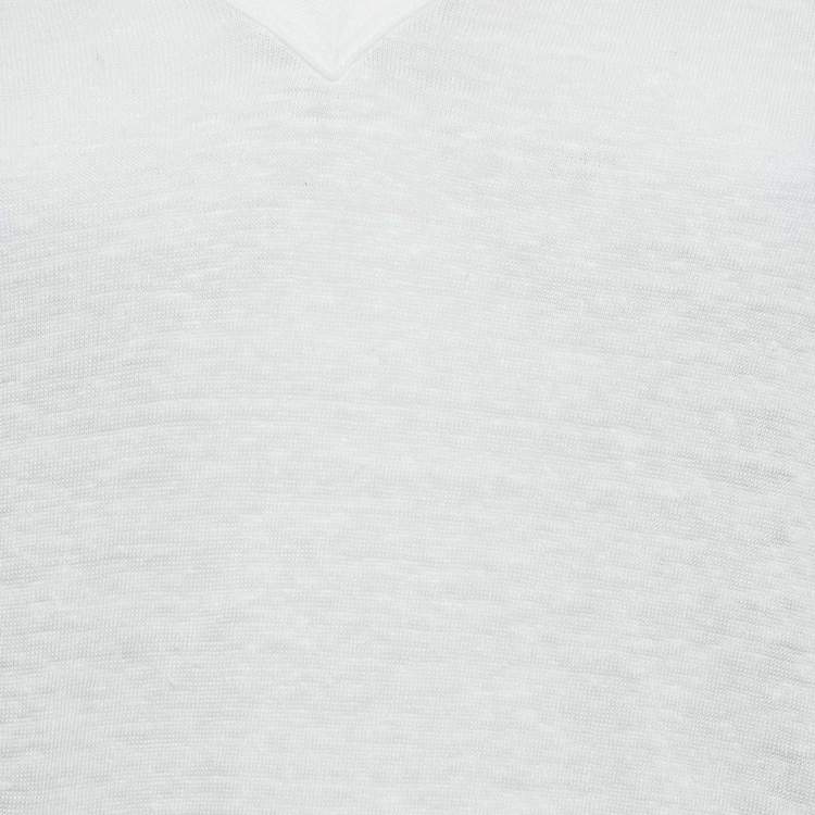 Pre Owned Zadig & Voltaire White Linen Knit V-Neck Wassa Top S