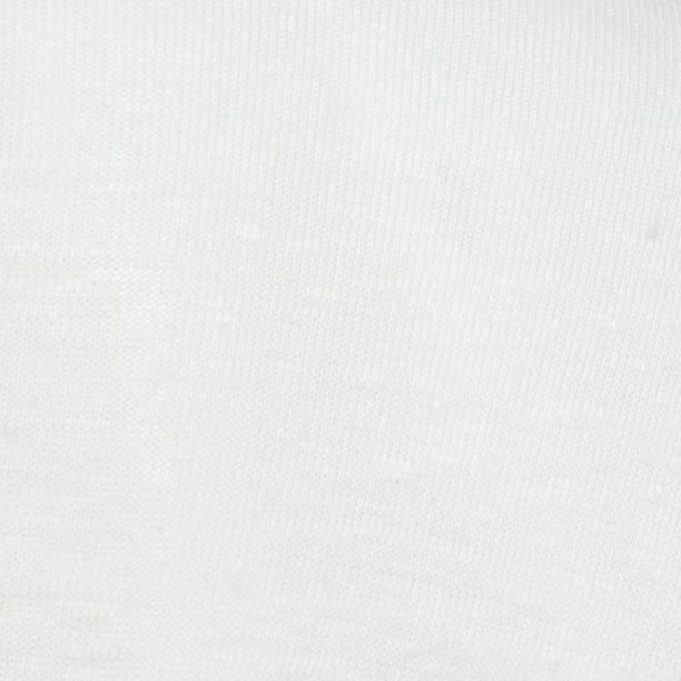 Pre Owned Zadig & Voltaire White Linen Knit V-Neck Wassa Top S