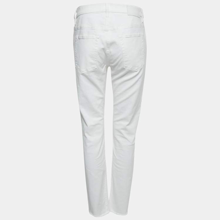 Pre Owned Zadig & Voltaire White Denim David Crop Jeans L Waist 31"