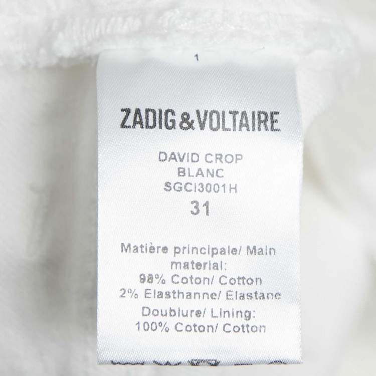 Pre Owned Zadig & Voltaire White Denim David Crop Jeans L Waist 31"