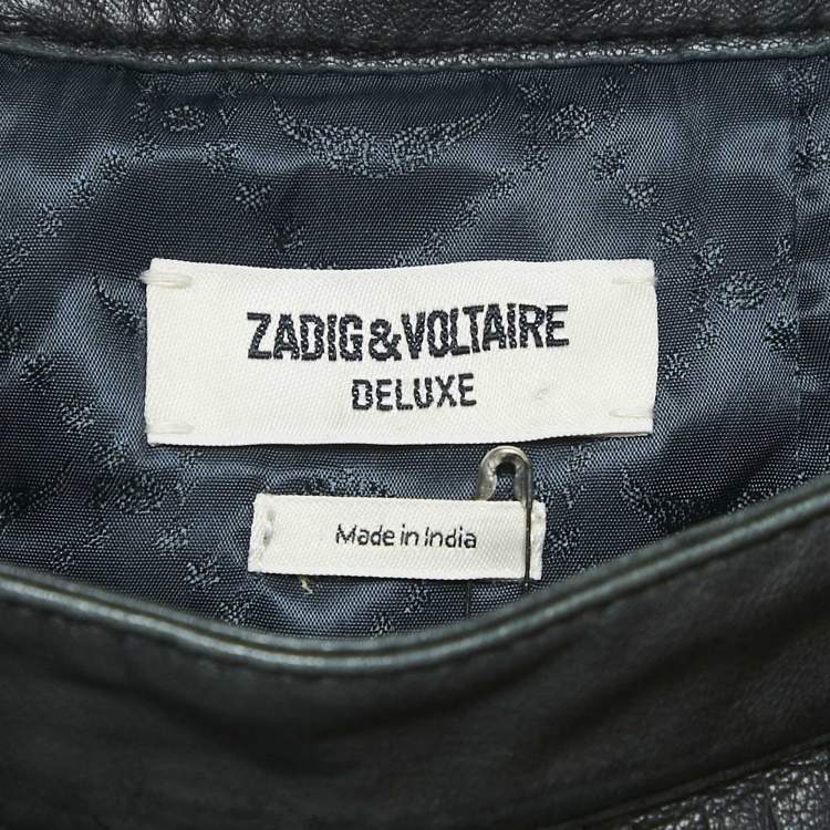 Pre Owned Zadig & Voltaire Black Leather Fringed Mini Skirt S