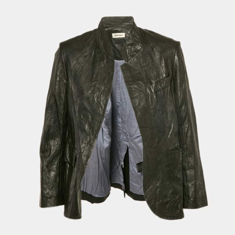 Pre Owned Zadig & Voltaire Black Crinkled Leather Verys Cuir Jacket M