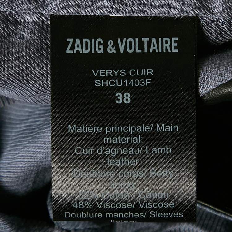 Pre Owned Zadig & Voltaire Black Crinkled Leather Verys Cuir Jacket M