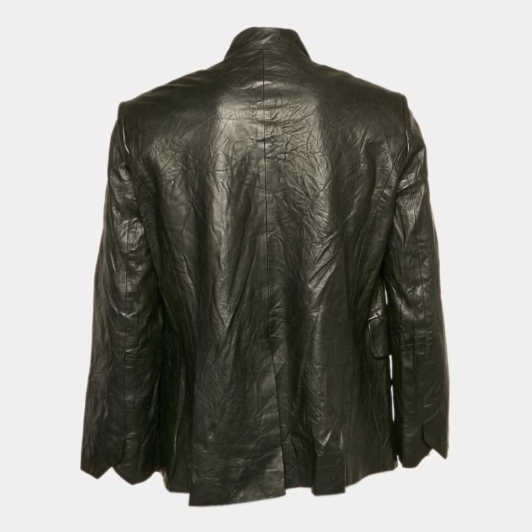 Pre Owned Zadig & Voltaire Black Crinkled Leather Verys Cuir Jacket M