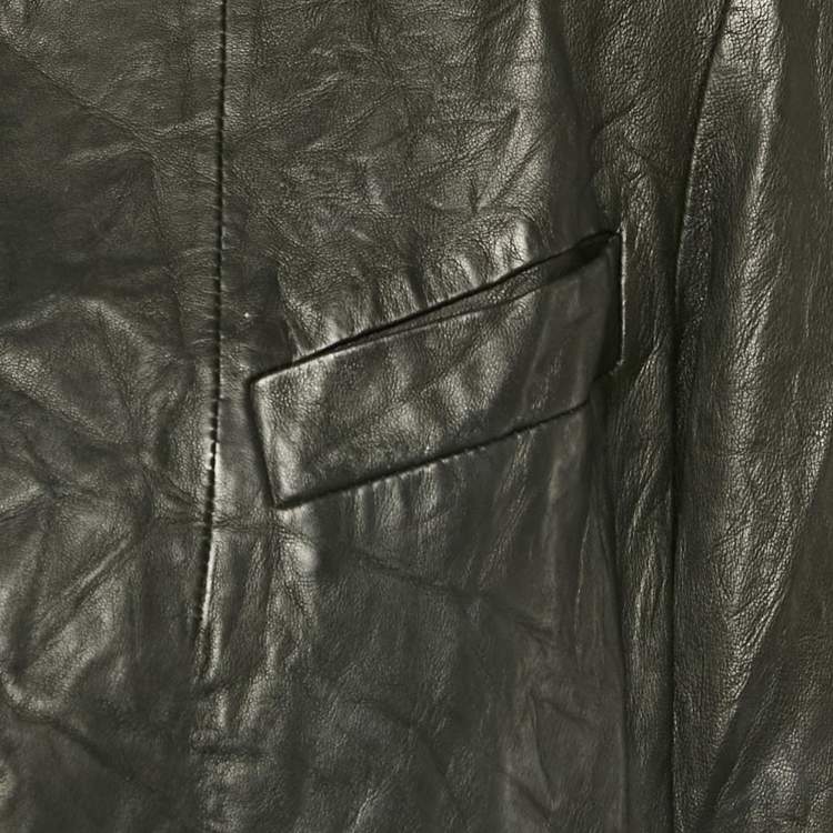 Pre Owned Zadig & Voltaire Black Crinkled Leather Verys Cuir Jacket M