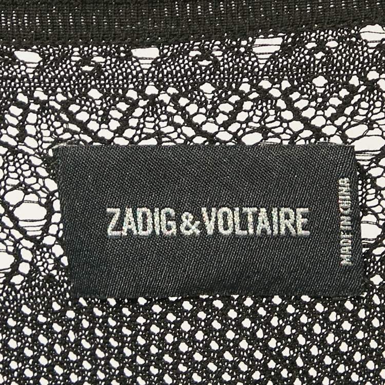 Pre Owned Zadig & Voltaire Black Patterned Knit Maddie Cardigan S