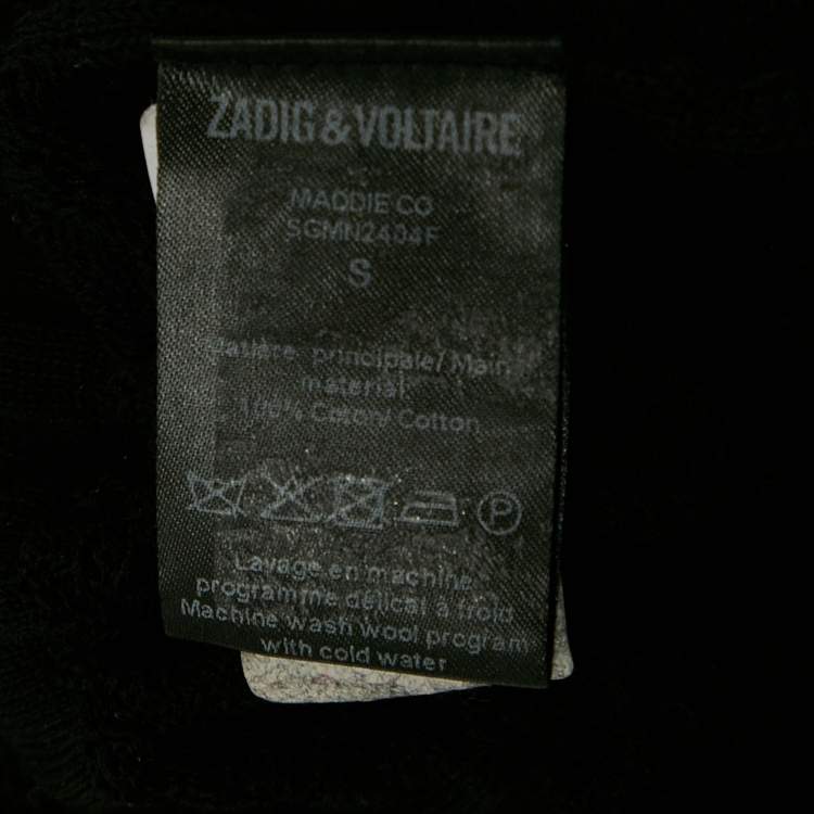 Pre Owned Zadig & Voltaire Black Patterned Knit Maddie Cardigan S